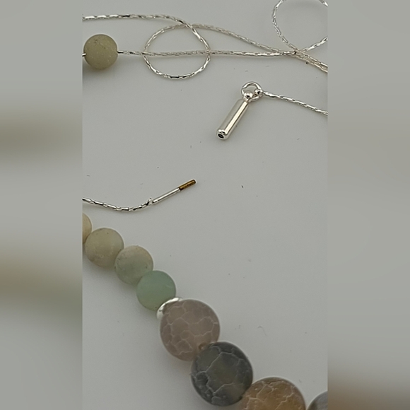 24" Natural Stone Beaded Necklace on 925 Sterling Silver Chain Handmade in Miami - Picture 9 of 9